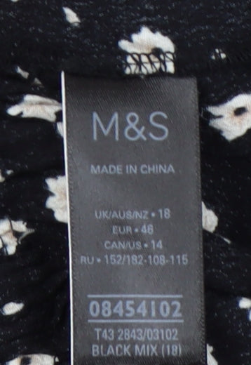 Marks & Spencer Women's Black Floral Blouse Size 18