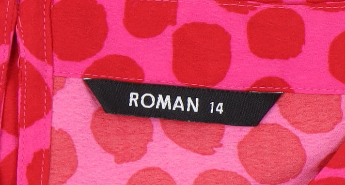 Roman Women's Pink Polka Dot Blouse Size 14