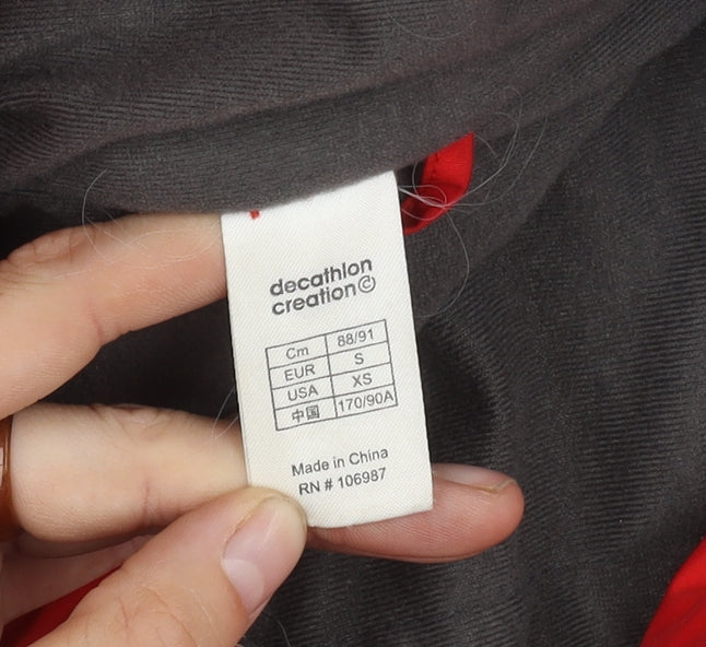 Decathlon Men's Red Puffer Jacket S, Hooded Outdoor