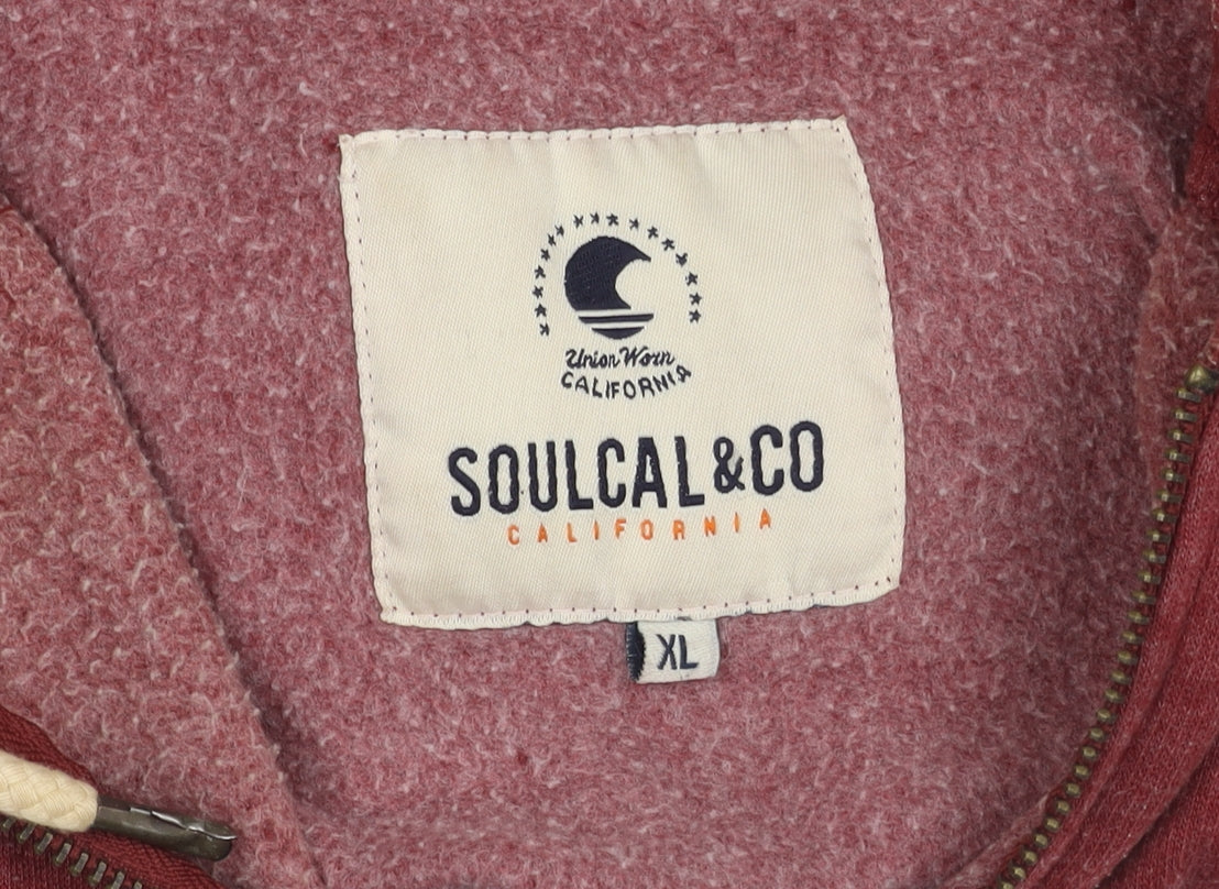 SoulCal & Co Men's Red Hooded Jacket XL Casual