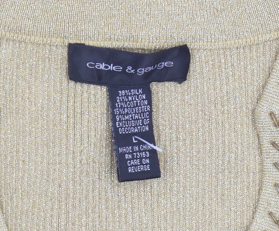 Cable & Gauge Women's Beige Studded Pullover Jumper L
