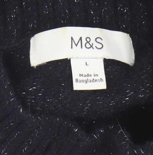 Marks and Spencer Women's Black Mock Neck Jumper L