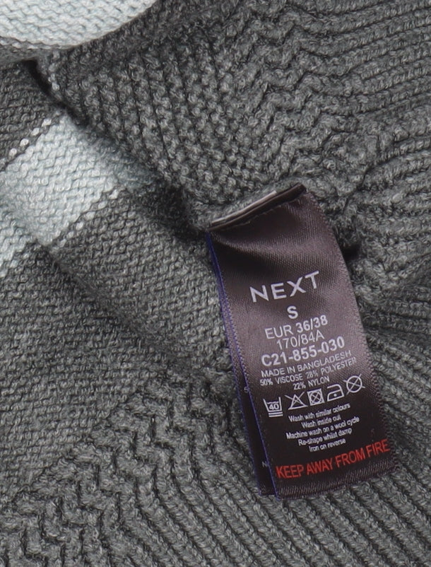Next Women’s Grey Striped High Neck Jumper Size S