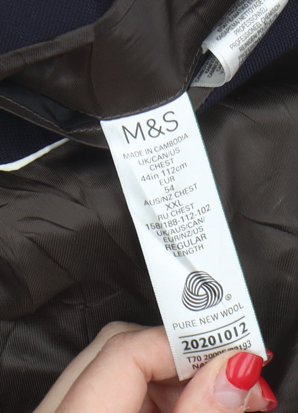 Marks & Spencer Men's Blue 44 Wool Blazer