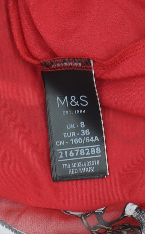 Marks & Spencer Women's Red Size 8 Geometric Skirt