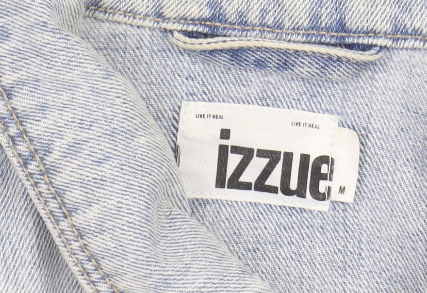 izzue Men's Blue Denim Jacket M, Basic Casual Style