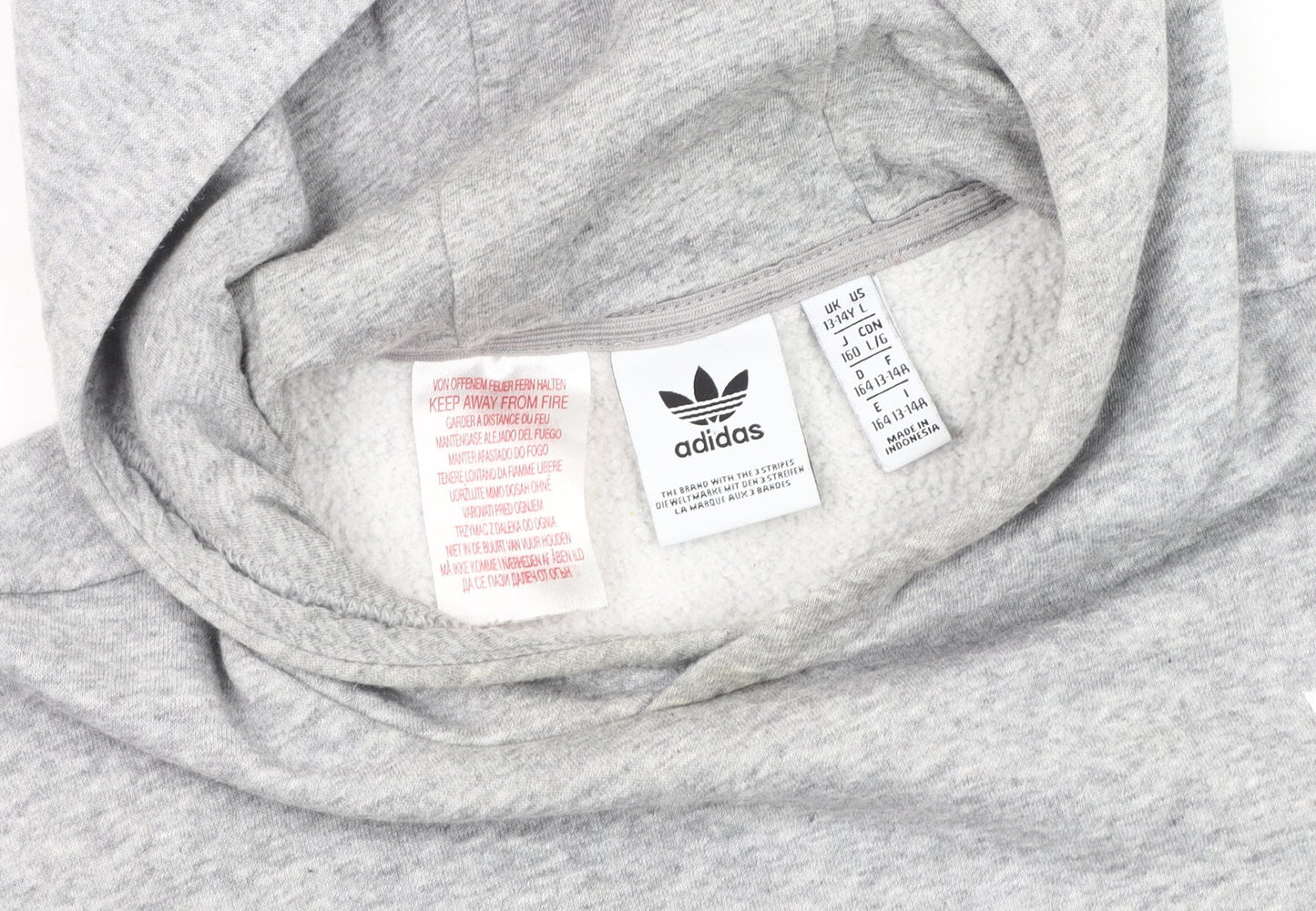Adidas Boys Grey Pullover Hoodie Size 14 Regular Fit