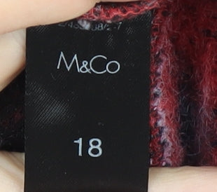 M&Co Women's Red Roll Neck Jumper Size 18