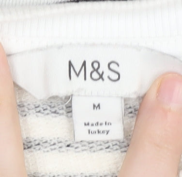 Marks & Spencer Women's Black Striped Pullover Sweatshirt M