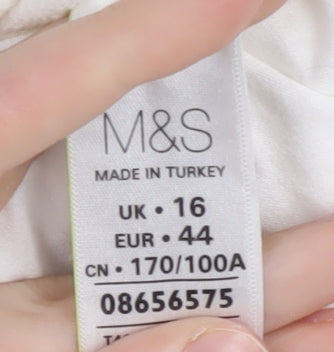 Marks & Spencer Women's White Button-Up Shirt, Size 16