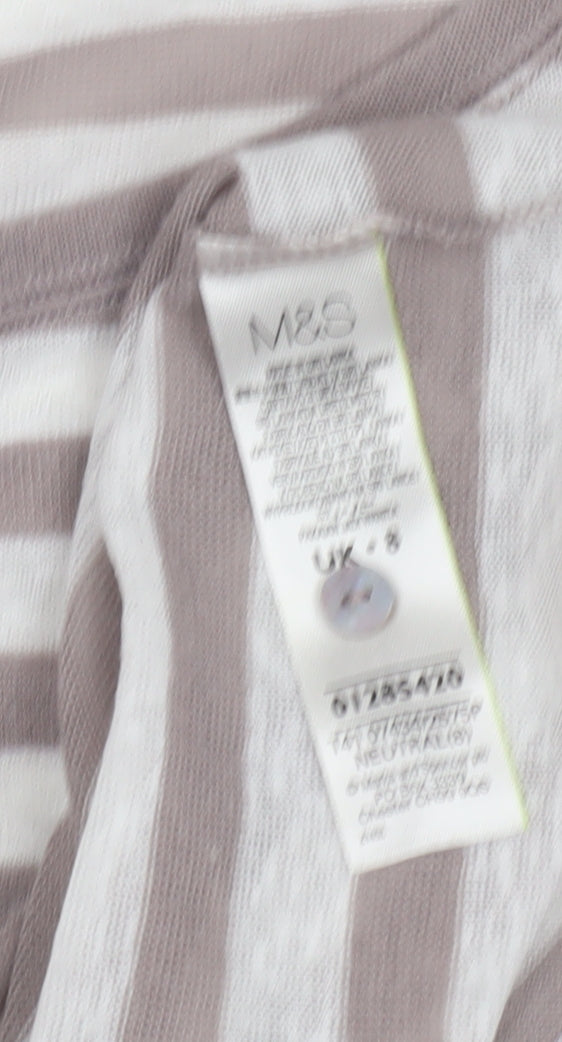 Marks & Spencer Women's Striped T-Shirt - Size 8