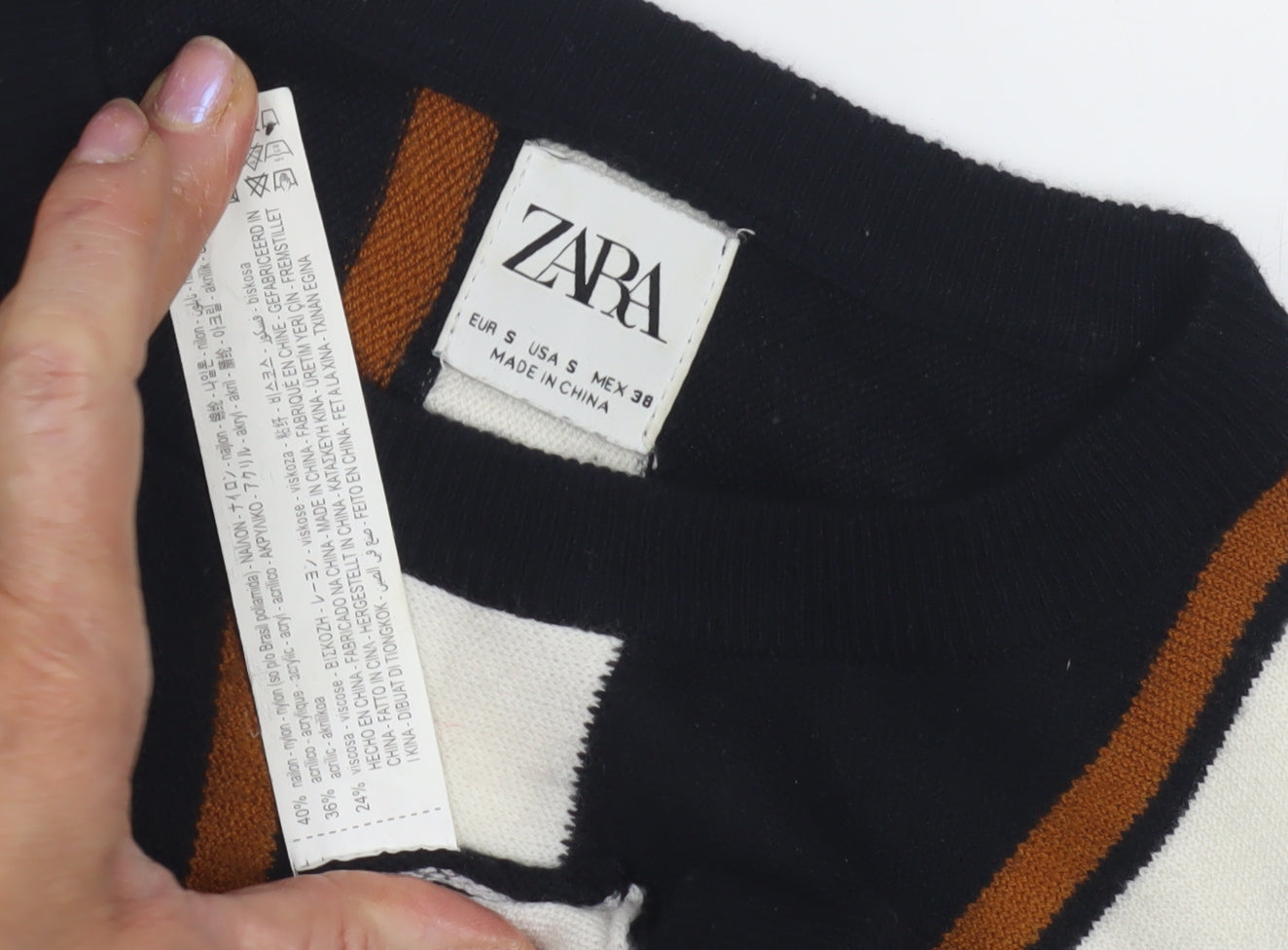 Zara Women's Multicoloured Striped Pullover Jumper, Size 10