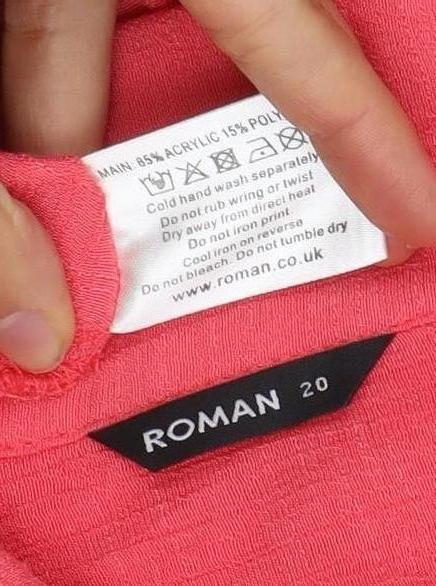 Roman Women's Pink Button-Up Shirt, Size 14, Casual Spring Style