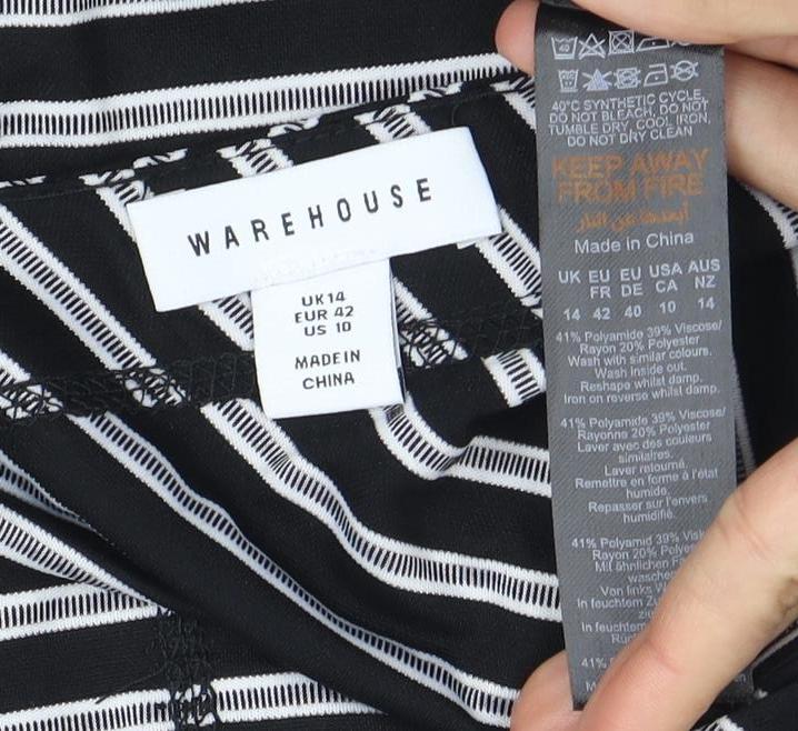 Warehouse Women's Black Striped Tank Top Size 14