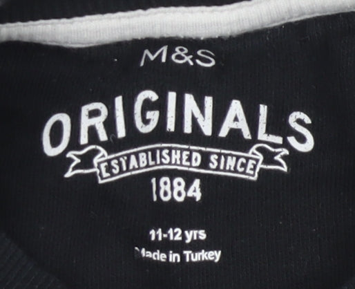 Marks & Spencer Boys Black Sweatshirt 11-12 Years Graphic Sequin