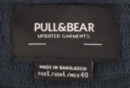 Pull&Bear Men's Blue Crew Neck Sweatshirt, Size L, Cotton