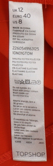Topshop Women Orange Half Sleeve Short Dress