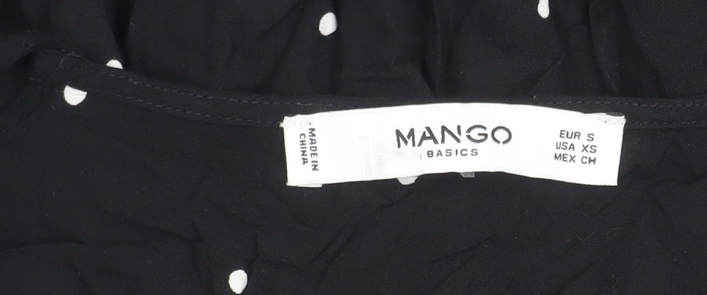 Mango Women's Black Polka Dot Long Sleeve Blouse