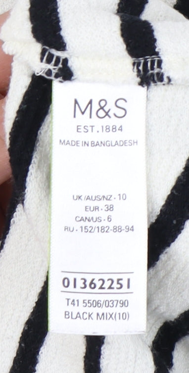 Marks & Spencer Women's Black Striped Pullover Sweatshirt