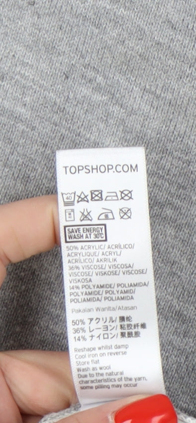 Topshop Women's Grey Mock Neck Pullover Jumper Size 12