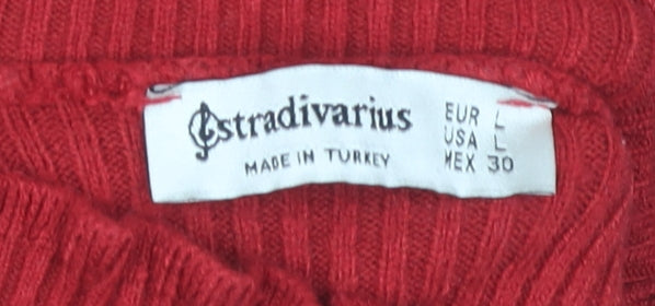 Stradivarius Red High Neck Women's Pullover Jumper L