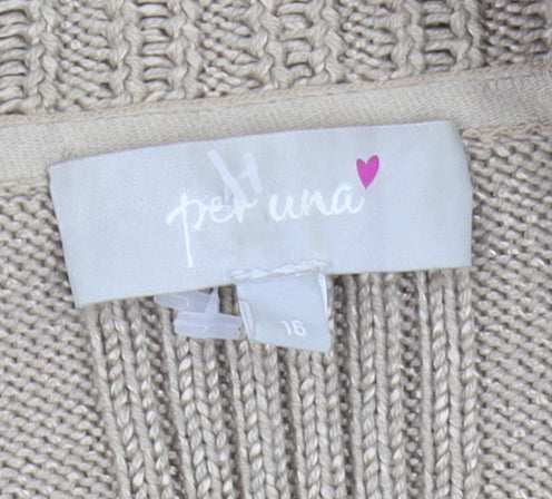 Marks & Spencer Women's Beige Cardigan, Size 16, Collared Knit