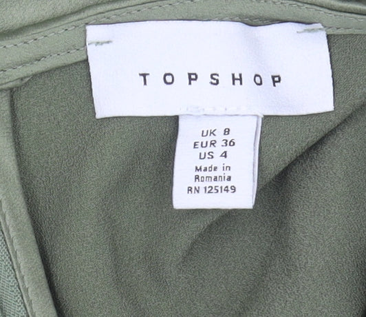 Topshop Green Women's Off Shoulder Dress UK 8