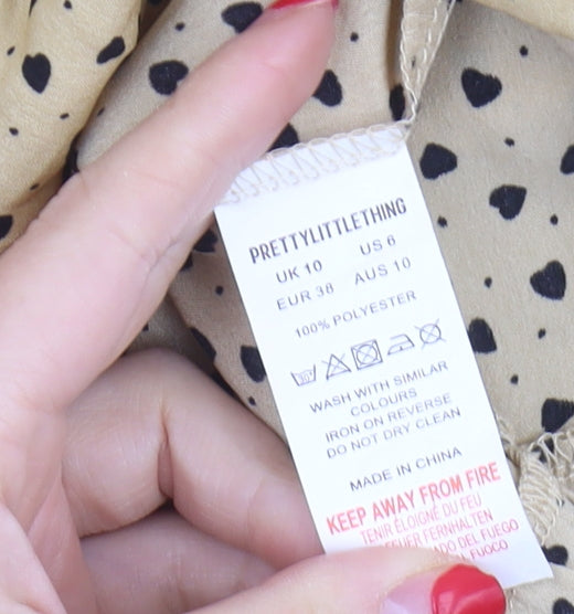 PRETTYLITTLETHING Women Beige Halter Dress Size 10
