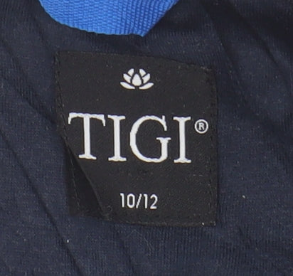 TIGI Women's Blue Waistcoat, Size M, Casual Sleeveless Zip