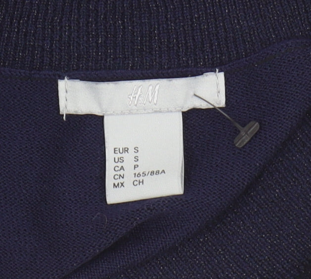 H&M Women's Blue V-Neck Pullover Jumper Size 8