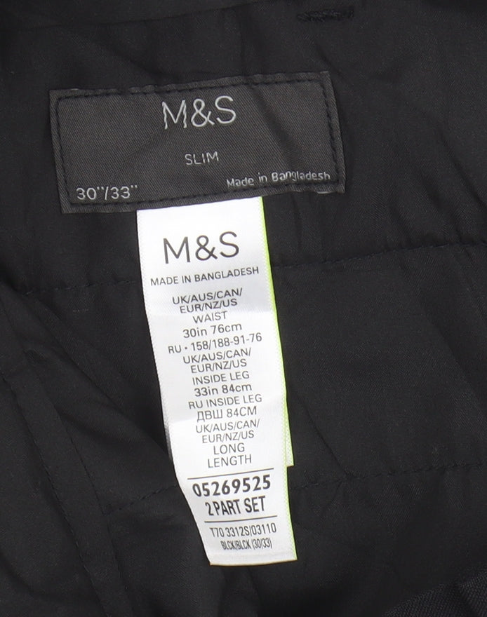 Marks & Spencer Men's Black Slim Trousers Size 30