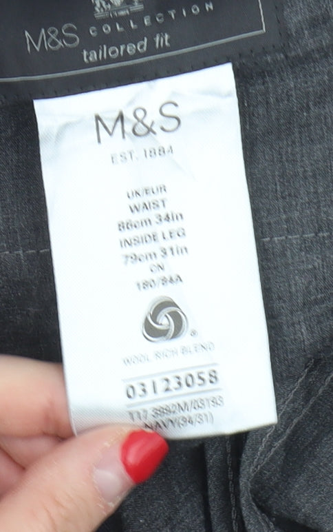 Marks & Spencer Men's Navy Dress Pants 34 Regular