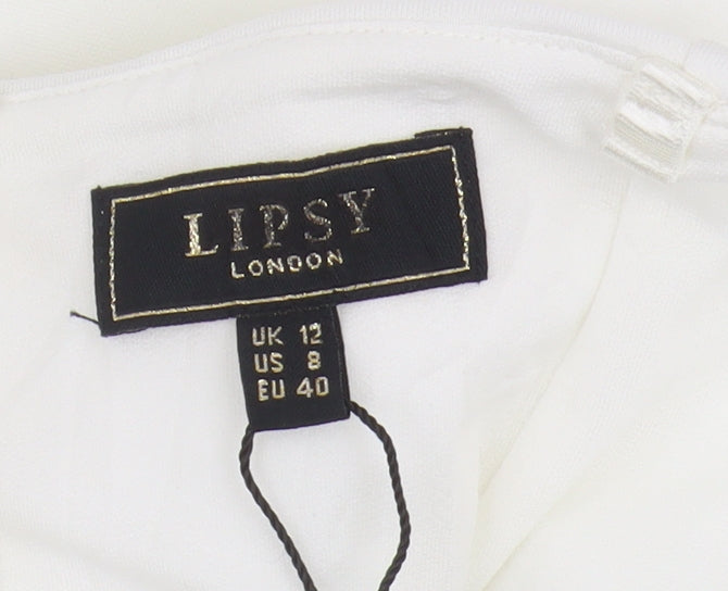 Lipsy Women's White Strapless Bodycon Dress Size 12
