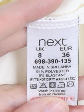 Next Women's Ivory Beaded Blouse Size 8 Sleeveless