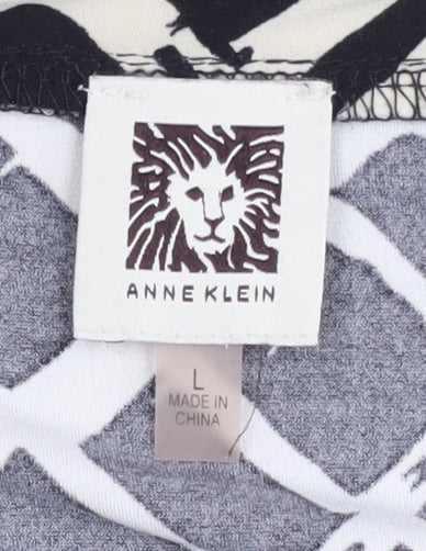 Anne Klein Women's Black Geometric T-Shirt L