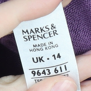 Marks & Spencer Women's Purple Mock Neck Jumper Size 14