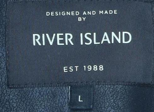 River Island Men's Black Mid-Length Wool Coat