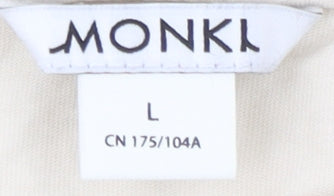 Monki Women Beige Graphic T-Shirt L Casual