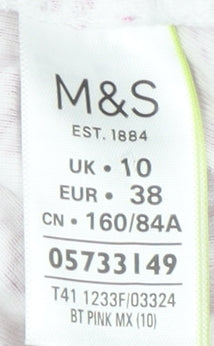 Marks & Spencer Women's Pink T-Shirt UK 10 Floral