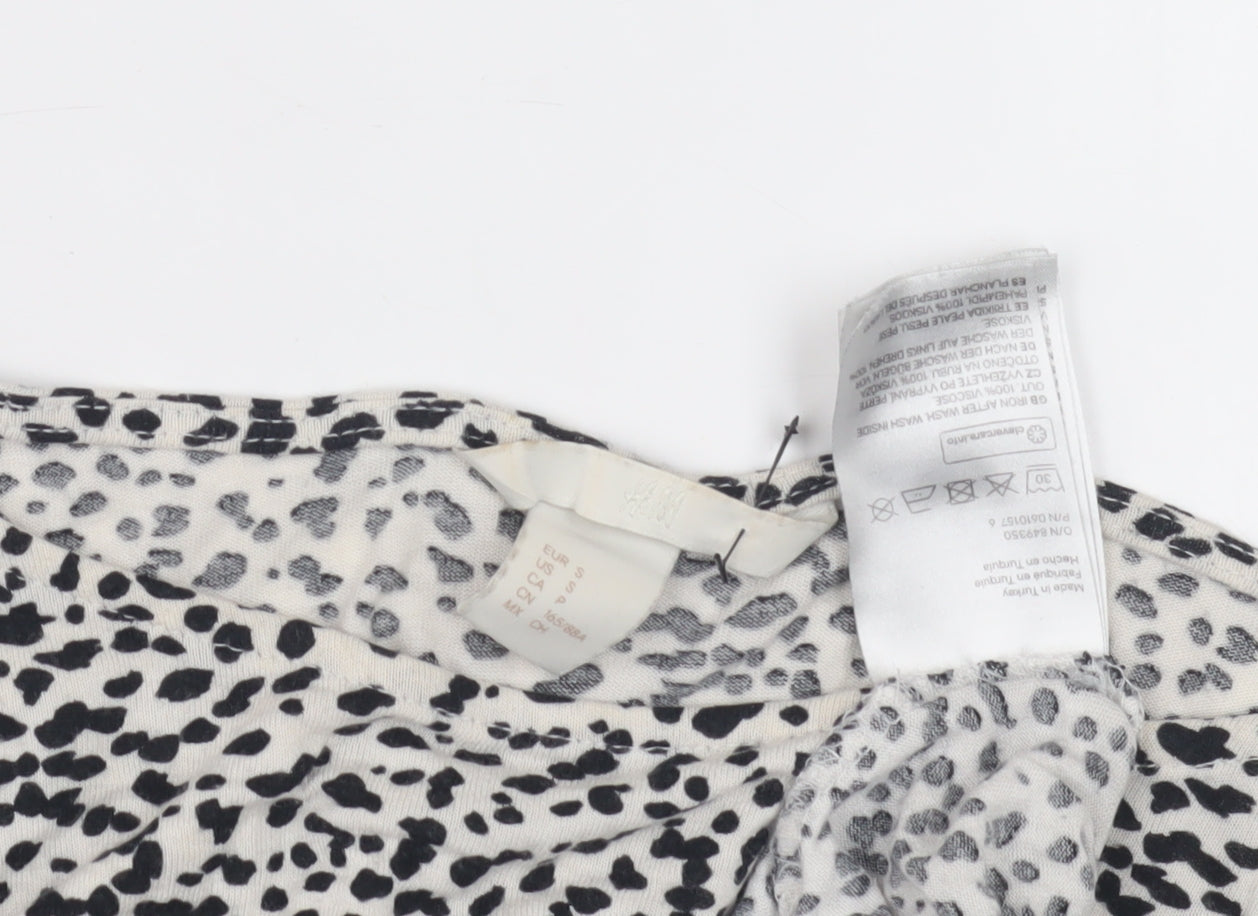 H&M Women's Black White Animal Print Top Size 8
