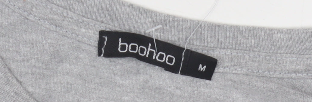 Boohoo Men's Grey Crew Neck Long Sleeve Tee M