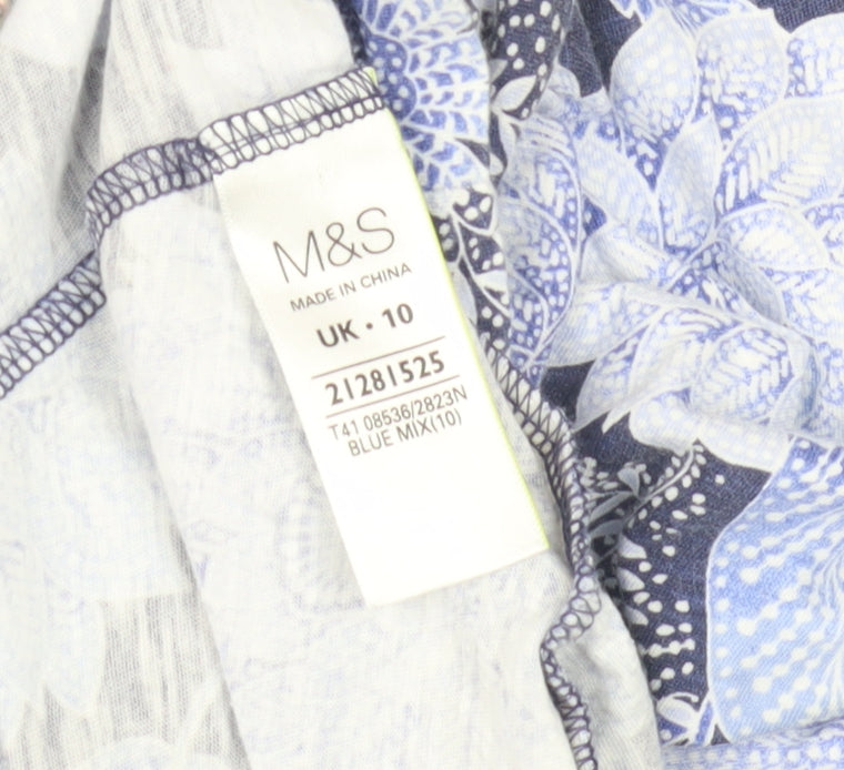 Marks & Spencer Women's Blue Floral Blouse, Size 10