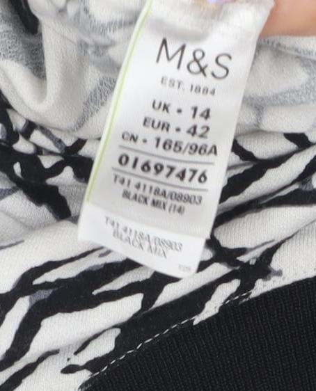 Marks & Spencer Women's Black Abstract Top Size 14