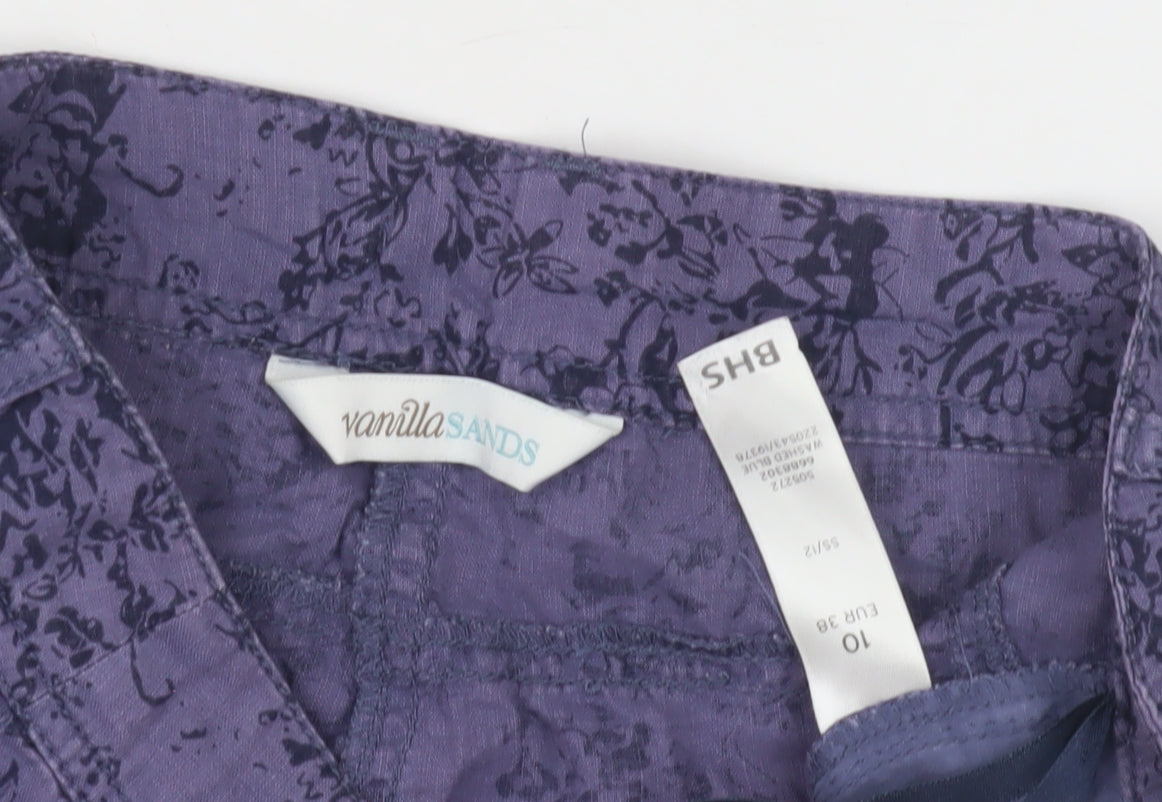 BHS Purple Floral Women's Trousers Size 10