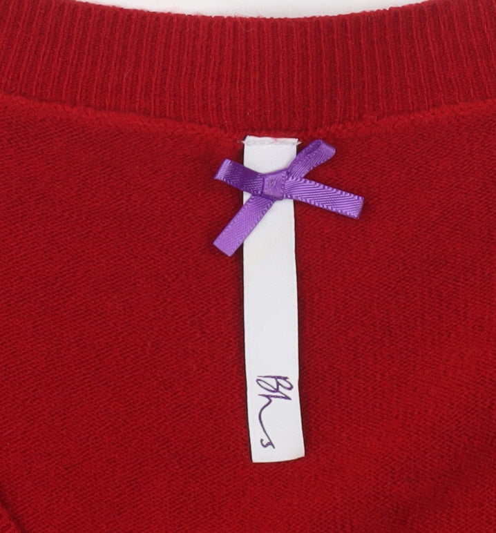BHS Women's Red V-Neck Pullover Jumper, Size 20
