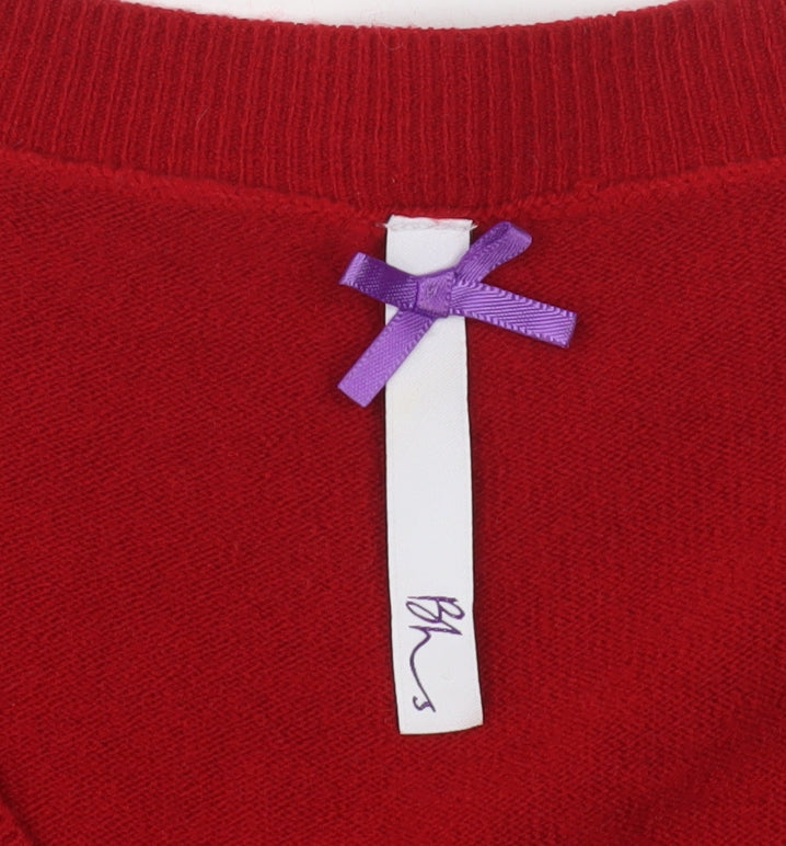 BHS Women's Red V-Neck Pullover Jumper, Size 20