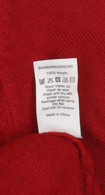 Bonmarché Women's Red Mock Neck Pullover Jumper M
