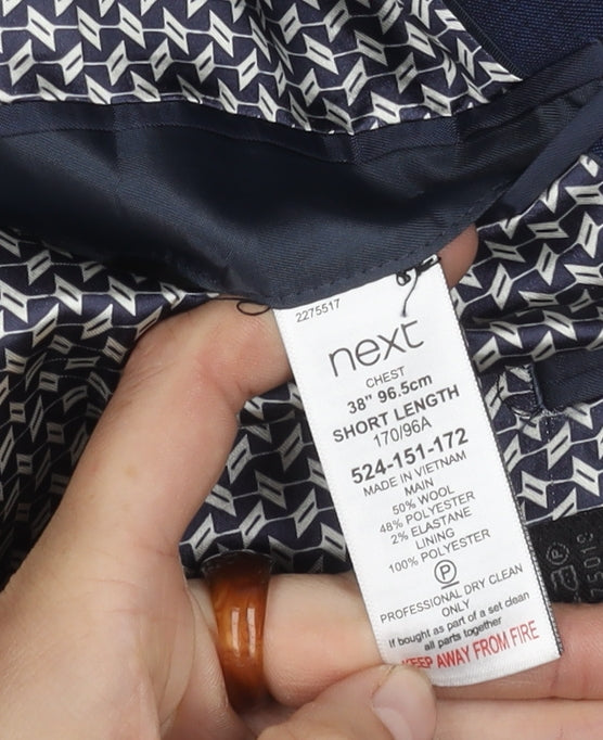 Next Men's Blue Wool-Blend Blazer Size 38S