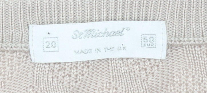 St Michael Womens Beige Wool Cardigan Size 20