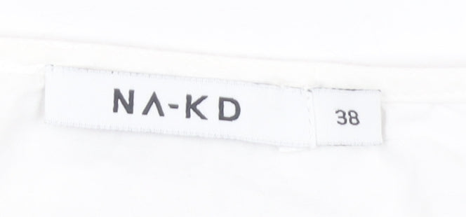 NA-KD Women's White Short Sleeve Blouse Size 10